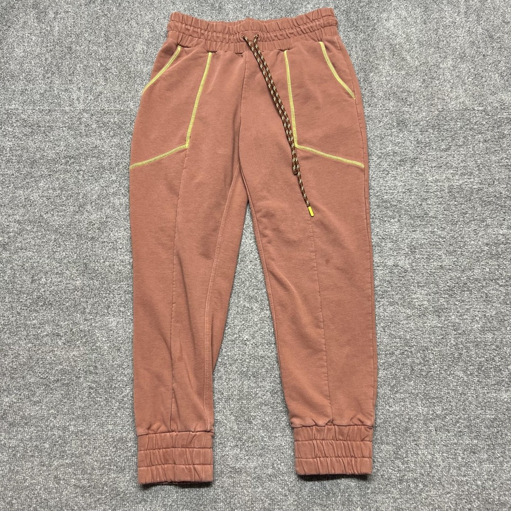 Fabletics Jogger Pants Womens M Brown Knit Elastic Waist Pockets Lounge Yoga